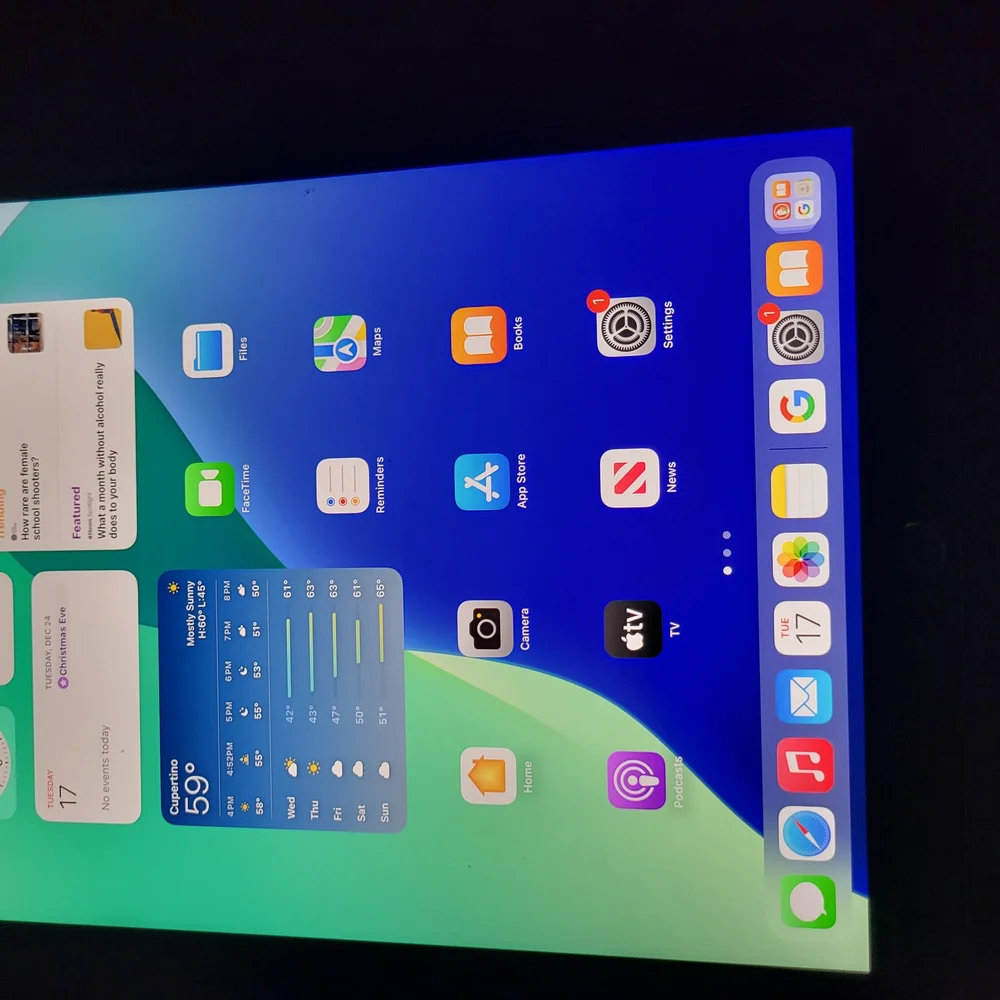 Apple iPad with Blue and Green Display
